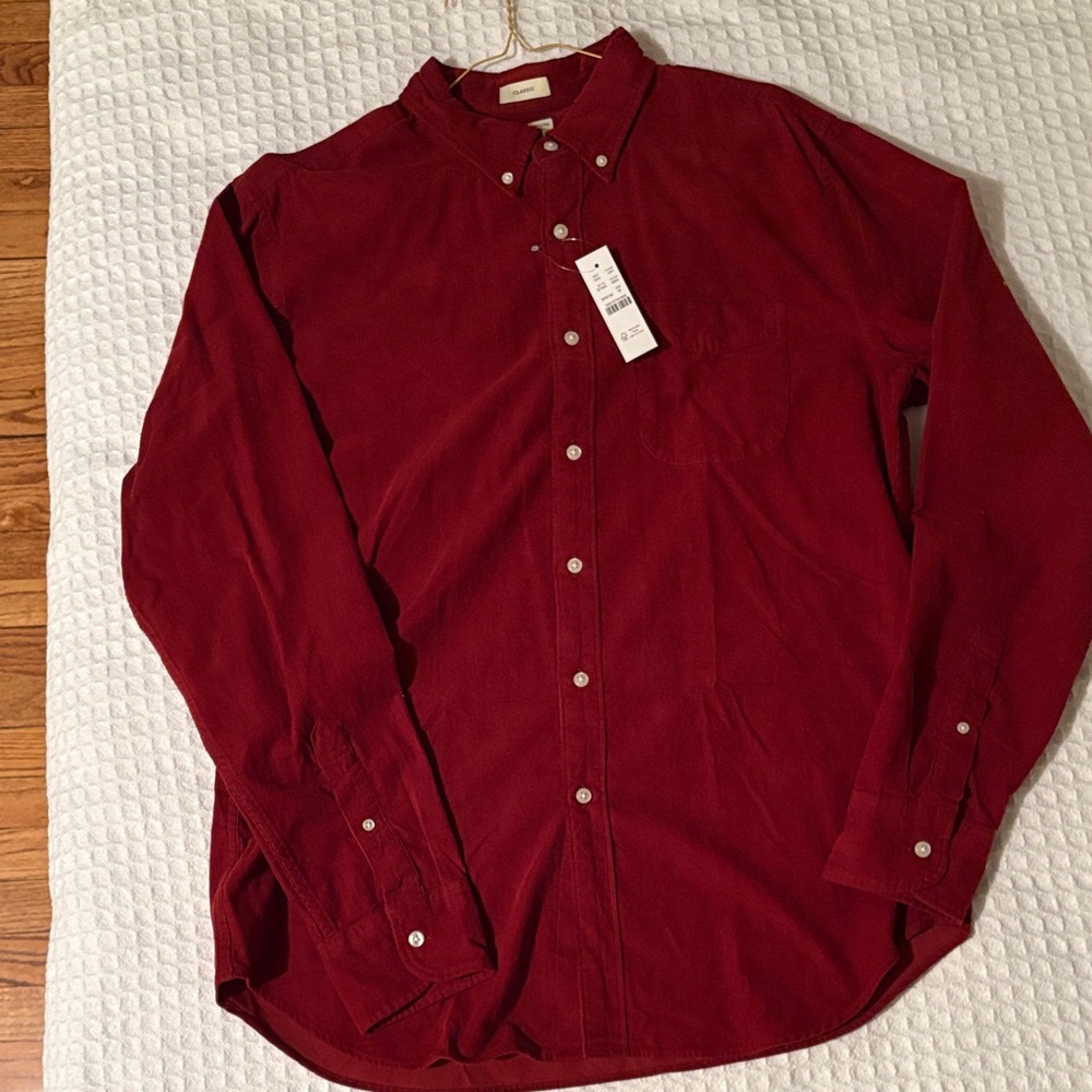 J Crew Men's Red Button-Down Shirt in size Medium